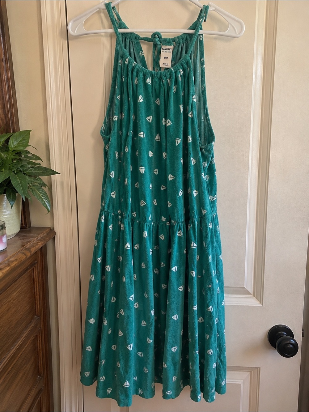 Old Navy Teal Print Halter Midi Dress